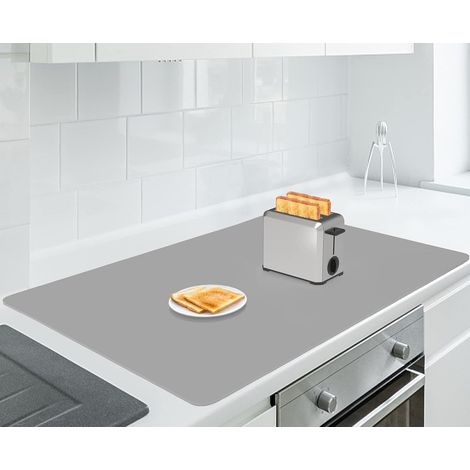 Tapis en silicone extra large 90 x 60 x 0,2 cm, multi-usages, épais, résistant à la chaleur, expédié enroulé, antidérapant, imperméable, protection de comptoir de cuisine, gris foncé (1/5)