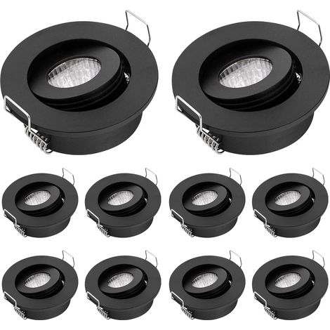 non dimmable Pack of 10 Recessed LED Ceiling Downlights 30° Swiveling LED COB Spot 3Watt + Driver 3000K Warm White (1/5)