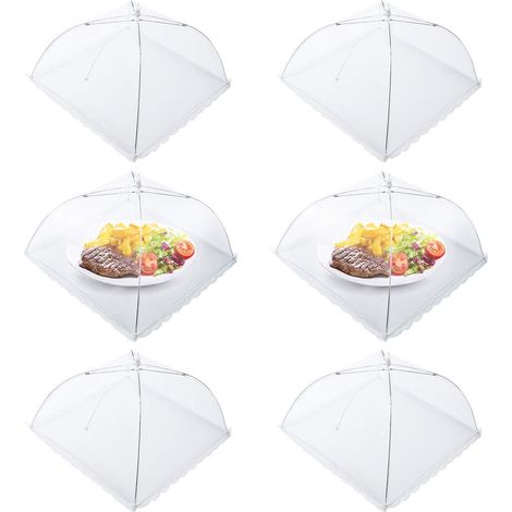 6pcs Cloche Alimentaire Pliable Anti-Mouche Couvercle de Nourriture en Maille Pliant Tente Parapluie Anti-Insectes Anti-moustiques Protection pour Barbecue Pique-Nique Aliments 43x43x30 cm (1/5)