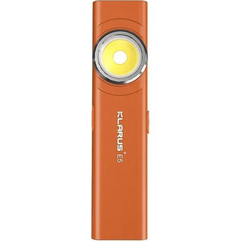 Lampe torche COB (Orange), conception à double lampe magnétique, 600 lumens, 8 modes d'éclairage, chargement USB-C.