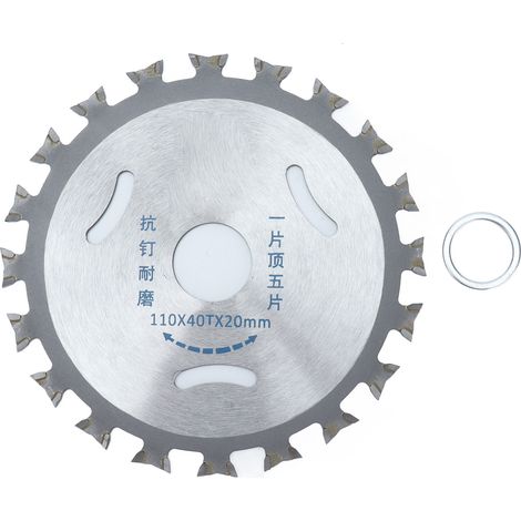 GARRYFIZH Disque de scie circulaire double face en carbure 40 dents pour le travail du bois, avec joint, 110 mm x 20 mm