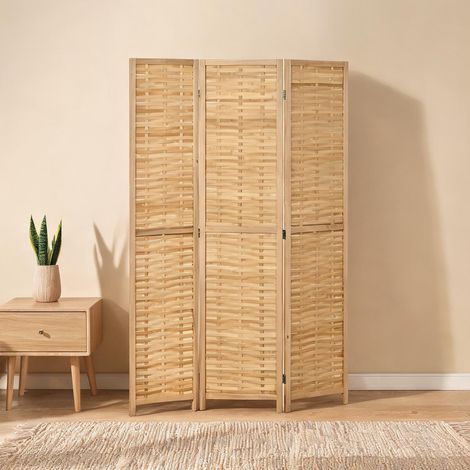 Paravent 3 panneaux pliable en bambou 120 x 170cm stores (1/5)