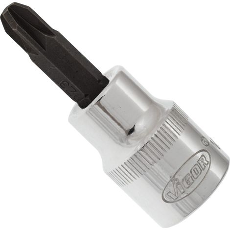 VIGOR Embout tournevis Pozidriv PZ3 3/8" carré creux 10 mm V2289N, 49 mm (1/3)