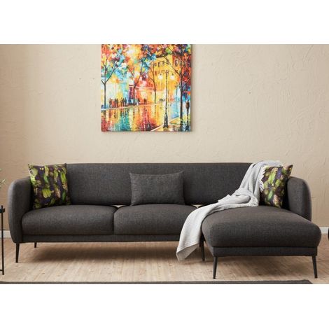 Rechtes Ecksofa mit Schlaffunktion Venus Anthrazit