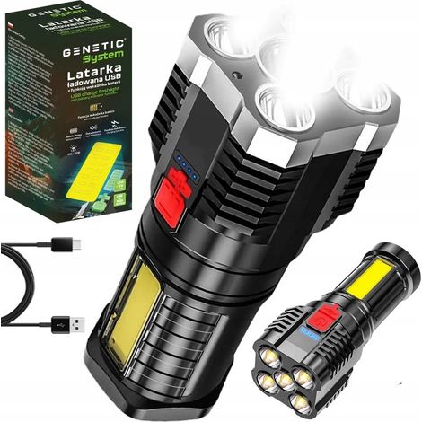 Lampe torche tactique portable rechargeable puissante à 6 LED, 1200 mAh (1/5)