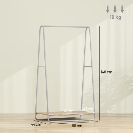 Portant à vêtement 3 en 1, portemanteau avec porte-chaussures, tringles supérieures et latérales, gris (1/5)