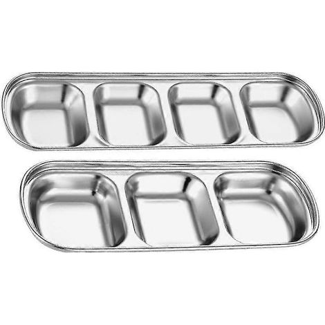 Lot de 2 assiettes carrées multi-grilles en acier inoxydable pour la maison (1/3)