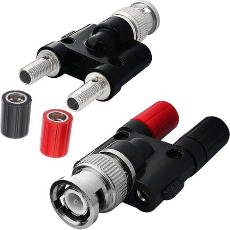 2 Pièces Prise Mâle BNC à 2x4mm Double Prise Banane Femelle Connecteur Adaptateur Post Audio de Liaison, Connexion d'Adaptateur de Séparateur Coaxial RF de Câble d'Oscilloscope en Plastique (1/5)