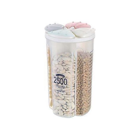 Boîte de conservation hermétique pour aliments secs, distributeur de céréales sèches en plastique étanche avec couvercles résistants pour farine, sucre, riz (1/2)