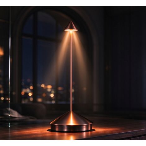 Zafferano Pina Pro dimmbare LED-Tischleuchte aus Aluminium, Schutzart IP54, für den Innen- und Außenbereich, Steckerfuß, H 29 cm, EU-Stecker - Corten-Wellngs