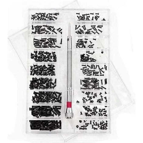 500 pcs Kit de Vis de Réparation Minuscule Micro, Avec Tournevis, Kit d'Assortiment de Petites Vis en Acier Inoxydable, 18 Tailles, pour Lunettes, Ordinateur Portable. (1/5)