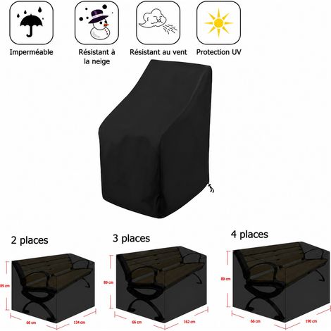 Housse de protection pour chaise et banc de jardin 4 places en tissu Oxford 210D noir 190x66x89cm 4 190x66x89cm 400 g – Livraison gratuite