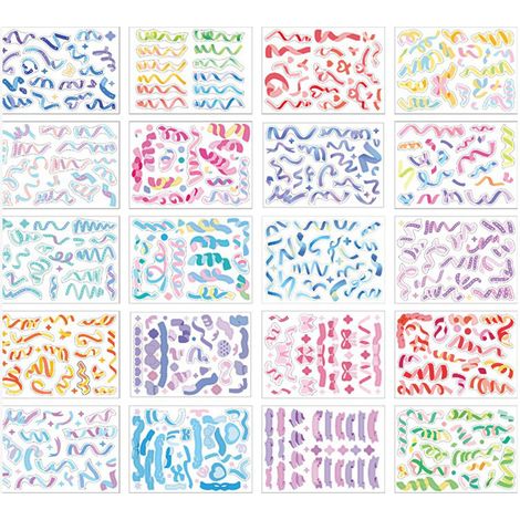 Lot DIY Autocollant PET imperméable couleurs vives déco stickers pour ordinateur portable cadre photo type 1 (1/5)