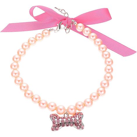 Collar decorativo de perlas para perros y gatos, 5 unidades, color rosa. (1/5)