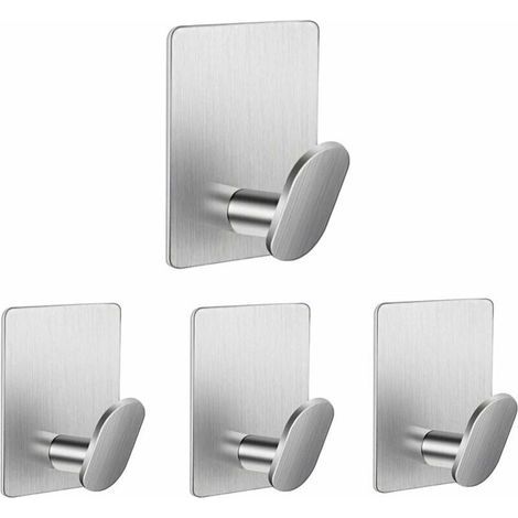 Self-Adhesive Wall Hook, Stainless Steel Kitchen Towel Hook, No Drilling Required, Metal Wall-Mounted Bathroom Hook for Hanging Coats, Bathrobes, Towels, Hats, Silver - LIAIKI (1/5)