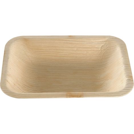 Assiette rectangulaire en feuille de palmier 15 x 13 cm - 100 unités - Betik