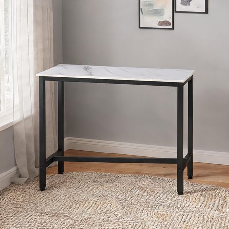 Table de bar blanc aspect marbre Noir 120 x 40 x 100 cm (1/5)