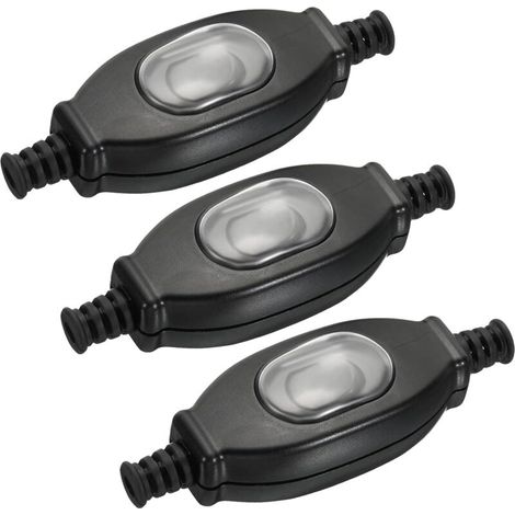 3 interruttori a bilanciere impermeabili in linea per cavo, interruttore on/off per lampada a cavo, interruttore per elettrodomestici 3A 250V AC, interruttore per cavo lampada