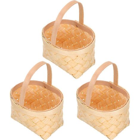 Lot de 3 mini paniers tressés avec poignées, paniers à bonbons à main, paniers à friandises pour fêtes-9.5x7cm