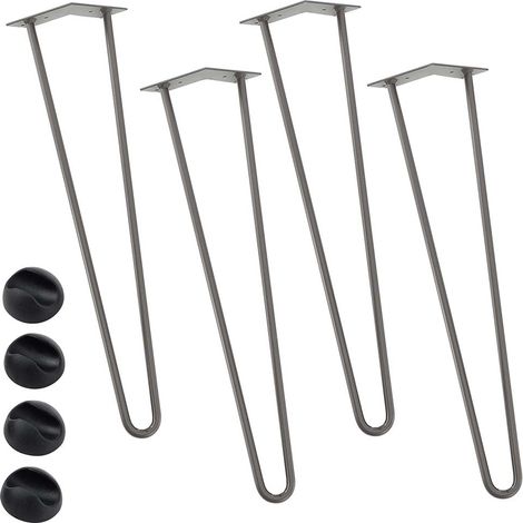 Set 4 Gambe Piedi Tavolo Pranzo Scrivania 60cm Metallo Design Moderno Grigio (1/5)