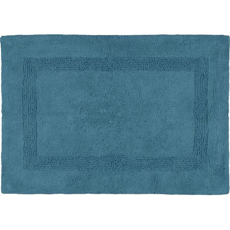 Tapis de bain bleu pétrole en coton 50 x 80 cm (1/2)