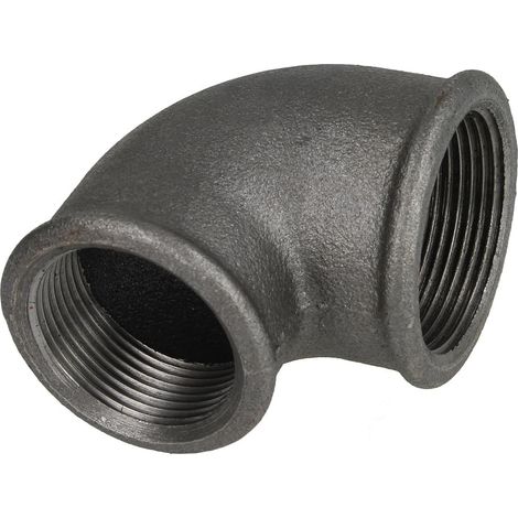 Raccord en fonte malléable noir coude 90° réduit 1 1/2'' x 1 1/4'' FF/FF