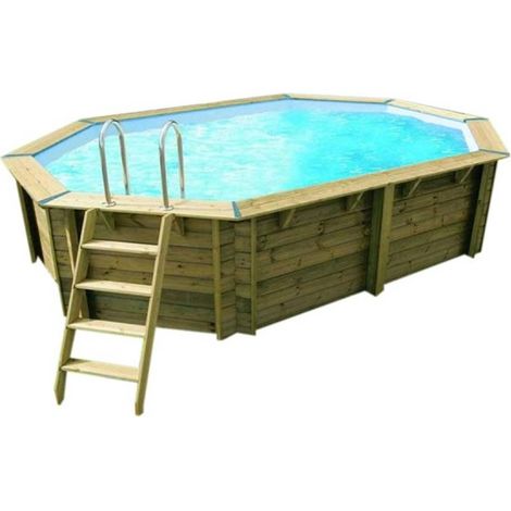 Ubbink – Piscine hors sol bois 300x490 – H120cm – Structure renforcée – Bois traité anti-UV – Installation hors-sol ou enterrée