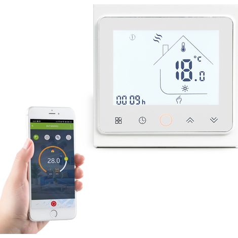 Termostato intelligente per app per cellulare, controllo vocale Zigbee, termostato intelligente per climatizzatore e scaldabagno con controllo remoto, bianco, controllo gateway wireless (1/5)
