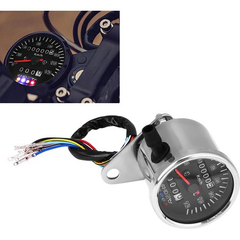 Mechanischer 65-mm-LED-Tachometer für Motorräder, schwarzes Zifferblatt, Kilometerzähler mit Kontrollleuchten, universelles wasserdichtes Messgerät (1/5)
