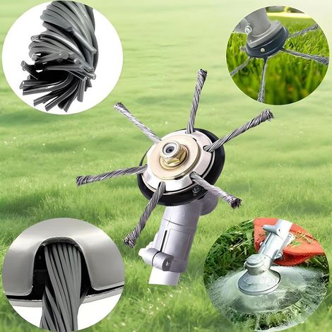 Lot de 2 Steel wire Grass Trimmer Head, 200mmTete Debroussailleuse Universelle, Compatible Tondeuse à Essence Remplacement Tete Brosse Debroussailleuse
