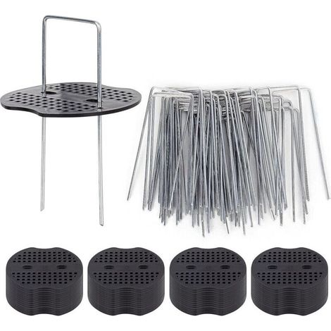 50 picchetti da giardino con rondelle, picchetti di fissaggio in acciaio zincato per teloni, graffette per il fissaggio di tessuti anti-erbacce, picchetti zincati, estrattore per picchetti in acciaio  (1/4)