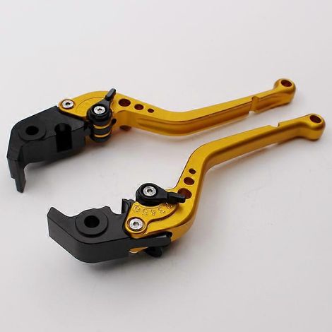 Convient pour la locomotive Ducati Panigale V4 modifiée, accessoires de poignée de levier de frein, d'embrayage et de klaxon en alliage d'aluminium (longhandled doré) (1/5)