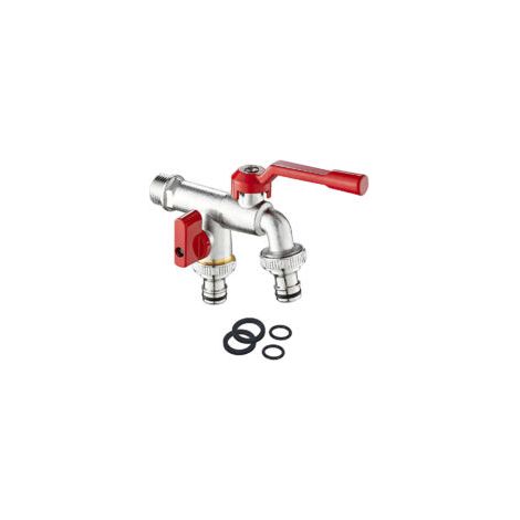 Bardusch-Robinet extérieur double en laiton 3/4'' 2 sorties indépendantes Résistant au gel et à la corrosion Installation filetée standard - Jardin-3