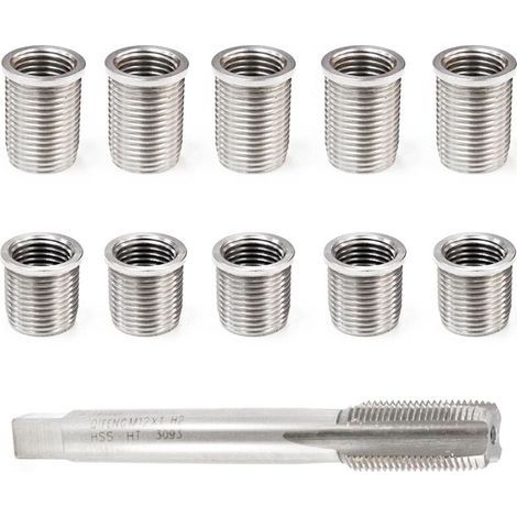 Strumento di riparazione filettatura candela M10x1.0 e M12x1.0 – Kit da 11 pezzi in acciaio inox – Per motori a benzina e diesel (1/5)
