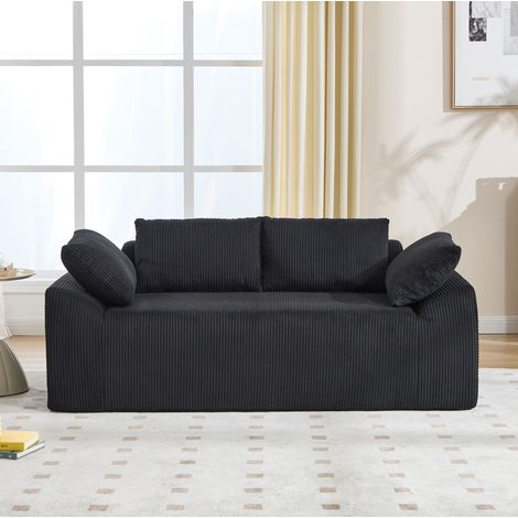 Bodensofa Schwarz aus Stoff mit Memory-Schaum und seitlichen Taschen (1/5)