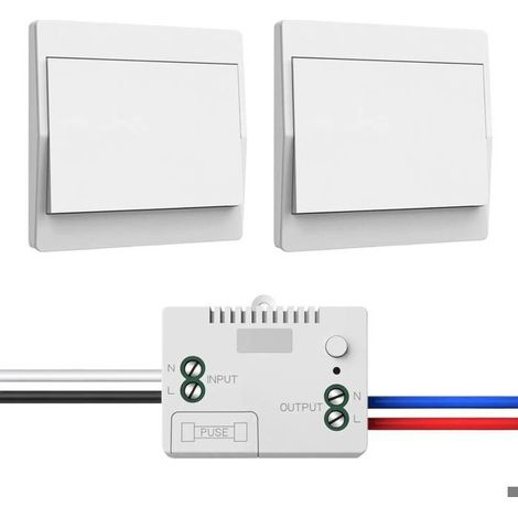 Interrupteur Sans Fil 230V, Kit 1 Récepteur 2 Panneaux, Pas Batterie, Étanche, Contrôle Distance 200m, Pour Lampe (1/5)