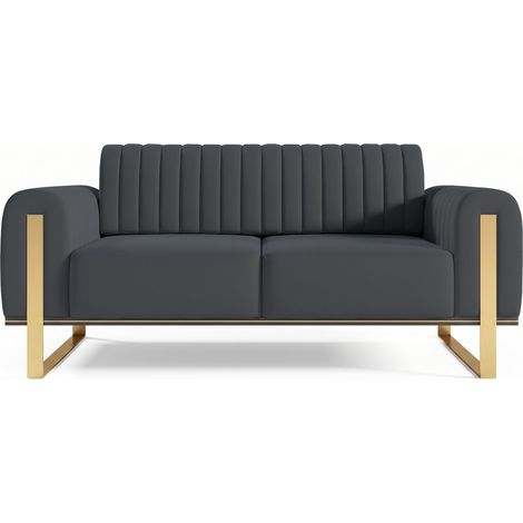 Selsey Parissa - Schlafsofa, Samt Grau goldene Füße, 164 cm (1/5)