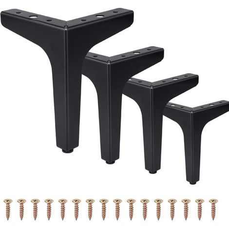 Juego de cuatro patas triangulares de metal de 15 cm de estilo moderno con tornillos y destornillador para mesa y sofá - Crezuo