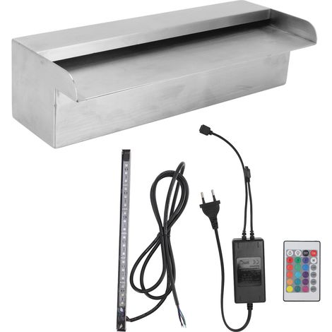 Cascade de piscine en acier inoxydable, fontaine à filetage G1 avec bande lumineuse LED pour décorations de natation (1/5)