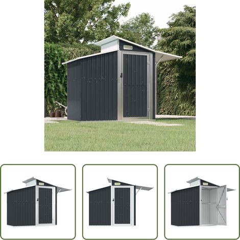 Gartenwerkzeugaufbewahrung -  Geräteschuppen Anthrazit 270x130x208,5 cm Verzinkter Stahl (1/5)