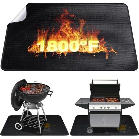 Tapis ignifuge (39 x 47 pouces), tapis de protection pliable, tapis de sol, tapis de gril pour gril, cuisinière, sol, pelouse (1/4)