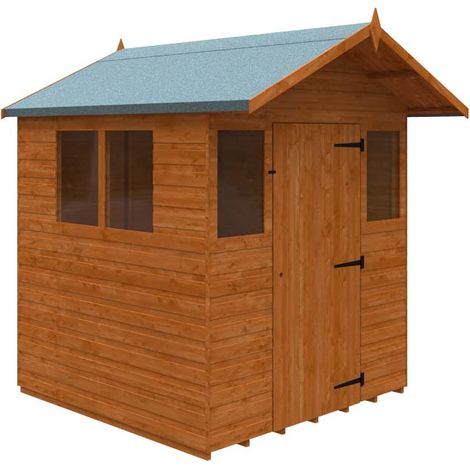 6 x 6 Feet Cabin 12mm Shed - Solid Wood/Softwood/Pine - L175 x W175 x H229.7 cm - Burnt Orange