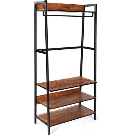 Vestidor metal madera 3 baldas y barra
