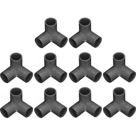 10 Pièces Raccords De Tuyauterie à 3 Voies, Connecteur D'angle Coudé 20 Mm Diamètre Intérieur, En T Angle Droit PVC Pour Conduites D'eau(Noir) - (1/5)