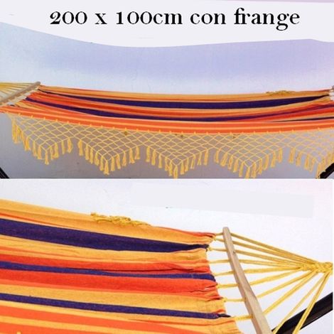 Amaca/Dondolo in tessuto con sacca 200x100cm Riposina Oriente con frange - A51