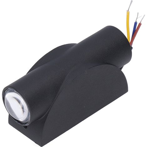 2-W-LED-Wandleuchte aus blauem Aluminium, wasserdichte Außenbeleuchtung für Garten, Hof, Treppe, Flur, kurzes, schwarzes, gerades Modell, AC 85–265 V, Modell HG0411B2B, mit Schaumstoffschutz (1/5)