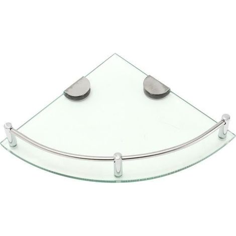 Étagère de Douche d'Angle en Verre - Étagère Murale pour Salle de Bains - Tablette de Coin - 20 x 20 x 4 cm