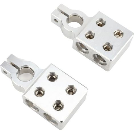Connecteurs de bornes de batterie de voiture 4X0GA en alliage d'aluminium, pinces à 4 voies universelles pour voitures, camping-cars, camions, pickups, bateaux, motos, 2 pièces (1/2)