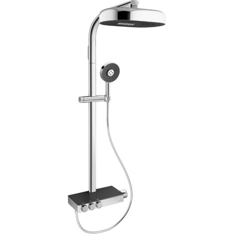 Colonne de douche thermostatique JACOB DELAFON Grands Boulevards avec tablette en verre chromé