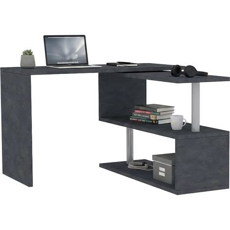 Dmora - Escritorio Dascagn, Escritorio esquinero porta PC, Mesa de oficina multiusos, Escritorio multiposición ahorra espacio, 100% Made in Italy, cm 120x50h75, Antracita